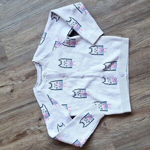 Tea Collection 100% Cotton Purple Cat Sweater Size Small